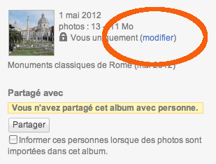 Modifier les propiétés de l'album